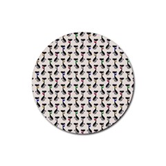 Lady Cat Pattern, Cute Cats Theme, Feline Design Rubber Round Coaster (4 Pack)  by Casemiro