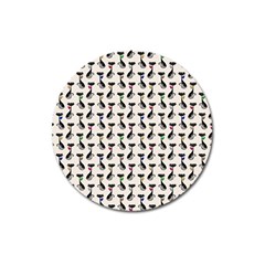 Lady Cat Pattern, Cute Cats Theme, Feline Design Magnet 3  (round) by Casemiro