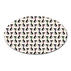 Lady Cat Pattern, Cute Cats Theme, Feline Design Oval Magnet by Casemiro