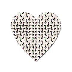 Lady Cat Pattern, Cute Cats Theme, Feline Design Heart Magnet by Casemiro