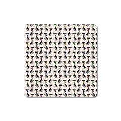 Lady Cat Pattern, Cute Cats Theme, Feline Design Square Magnet by Casemiro