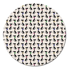 Lady Cat Pattern, Cute Cats Theme, Feline Design Magnet 5  (round) by Casemiro