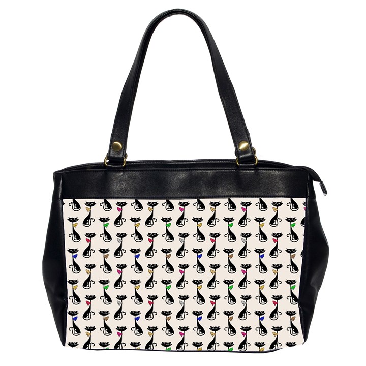 Lady Cat pattern, cute cats theme, feline design Oversize Office Handbag (2 Sides)