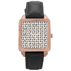 Lady Cat Pattern, Cute Cats Theme, Feline Design Rose Gold Leather Watch  by Casemiro