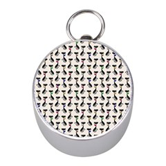 Lady Cat Pattern, Cute Cats Theme, Feline Design Mini Silver Compasses by Casemiro