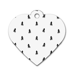 Riding Bike Motif Print Pattern Dog Tag Heart (two Sides) by dflcprintsclothing