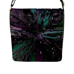 Glitched Out Flap Closure Messenger Bag (l) by MRNStudios