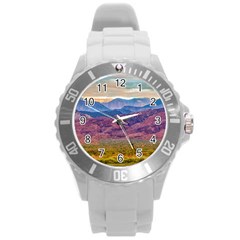 Arid Andean Landscape, La Rioja, Argentina010 Round Plastic Sport Watch (l) by dflcprintsclothing