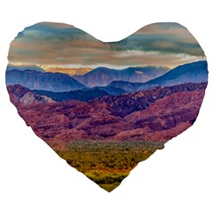 Arid Andean Landscape, La Rioja, Argentina010 Large 19  Premium Flano Heart Shape Cushions by dflcprintsclothing