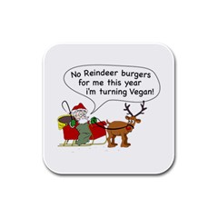 Vegan Santa Rubber Square Coaster (4 Pack)  by CuteKingdom