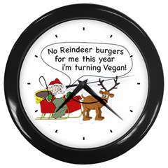 Vegan Santa Wall Clock (black)