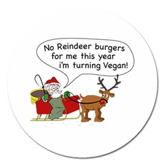 Vegan Santa Magnet 5  (round) by CuteKingdom