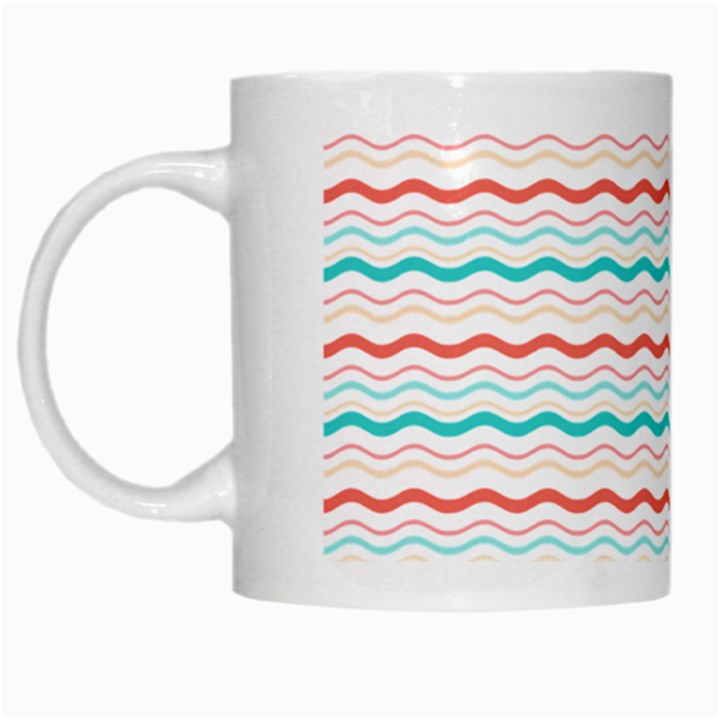 Aqua Coral Waves White Mugs