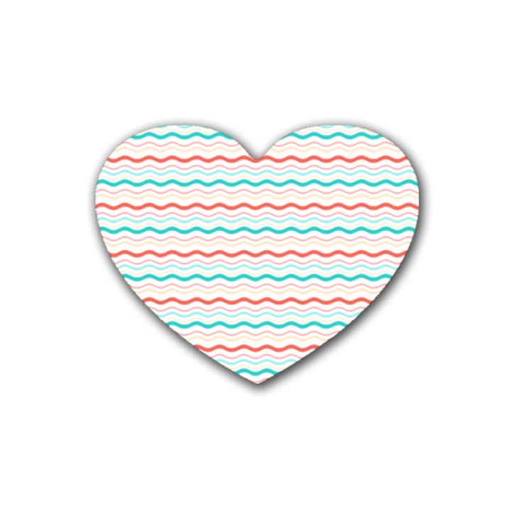 Aqua Coral Waves Rubber Coaster (Heart) 