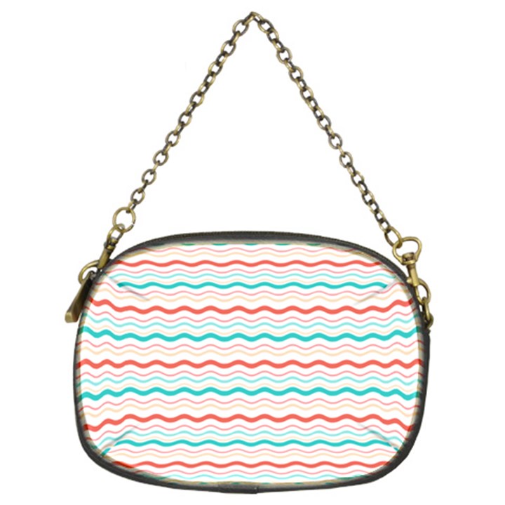 Aqua Coral Waves Chain Purse (Two Sides)