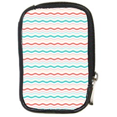 Aqua Coral Waves Compact Camera Leather Case by CuteKingdom