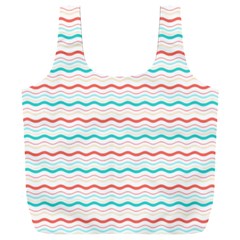 Aqua Coral Waves Full Print Recycle Bag (xxl) by CuteKingdom