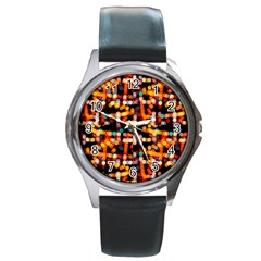 Multicolored Bubbles Print Pattern Round Metal Watch by dflcprintsclothing