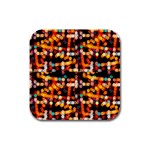 Multicolored Bubbles Print Pattern Rubber Square Coaster (4 pack)  Front