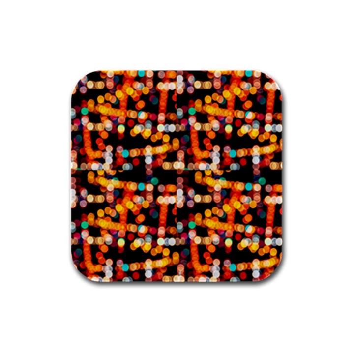 Multicolored Bubbles Print Pattern Rubber Square Coaster (4 pack) 