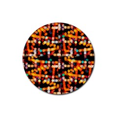 Multicolored Bubbles Print Pattern Rubber Coaster (round)  by dflcprintsclothing