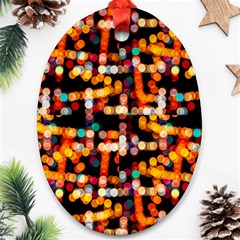 Multicolored Bubbles Print Pattern Oval Ornament (two Sides)