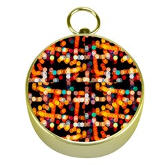 Multicolored Bubbles Print Pattern Gold Compasses