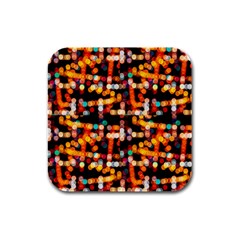 Multicolored Bubbles Print Pattern Rubber Square Coaster (4 Pack)  by dflcprintsclothing