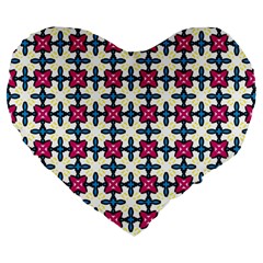 Geometric Large 19  Premium Flano Heart Shape Cushions