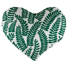 Fern Large 19  Premium Flano Heart Shape Cushions by Chromis