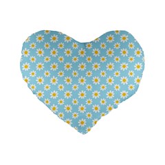 Daisies Standard 16  Premium Flano Heart Shape Cushions by CuteKingdom