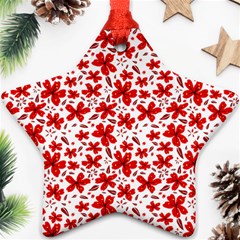 Red Flowers Ornament (star) by CuteKingdom