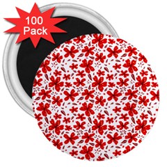 Red Flowers 3  Magnets (100 Pack) by CuteKingdom