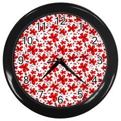 Red Flowers Wall Clock (black) by CuteKingdom