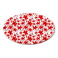 Red Flowers Oval Magnet by CuteKingdom