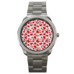 Red Flowers Sport Metal Watch by CuteKingdom