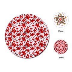 Red Flowers Playing Cards Single Design (round)