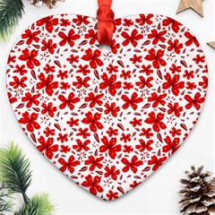 Red Flowers Heart Ornament (two Sides) by CuteKingdom