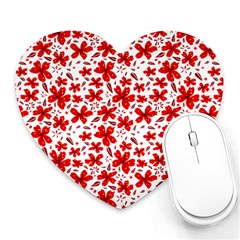 Red Flowers Heart Mousepads by CuteKingdom