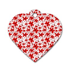 Red Flowers Dog Tag Heart (one Side) by CuteKingdom