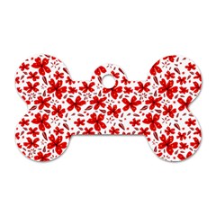 Red Flowers Dog Tag Bone (two Sides) by CuteKingdom