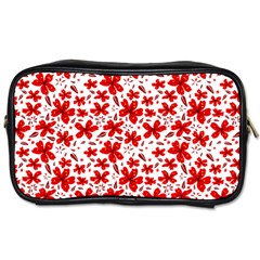 Red Flowers Toiletries Bag (one Side) by CuteKingdom