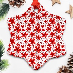 Red Flowers Snowflake Ornament (two Sides) by CuteKingdom