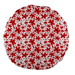 Red Flowers Large 18  Premium Flano Round Cushions by CuteKingdom