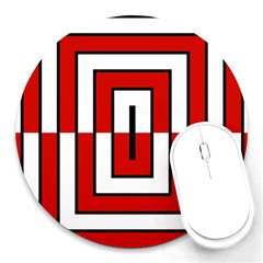 Square Maze Red Round Mousepads by tmsartbazaar