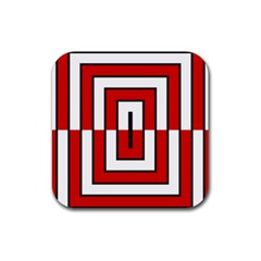 Square Maze Red Rubber Coaster (square)  by tmsartbazaar