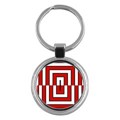 Square Maze Red Key Chain (round) by tmsartbazaar