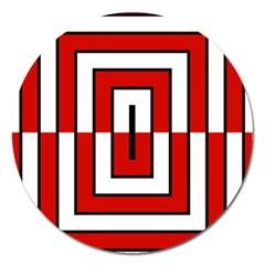 Square Maze Red Magnet 5  (round) by tmsartbazaar