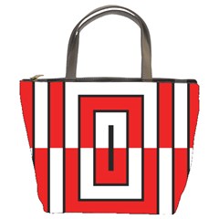 Square Maze Red Bucket Bag by tmsartbazaar