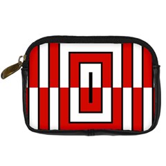 Square Maze Red Digital Camera Leather Case by tmsartbazaar